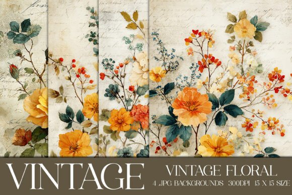 Download Vintage Floral Backgrounds, S6 - Background Collection