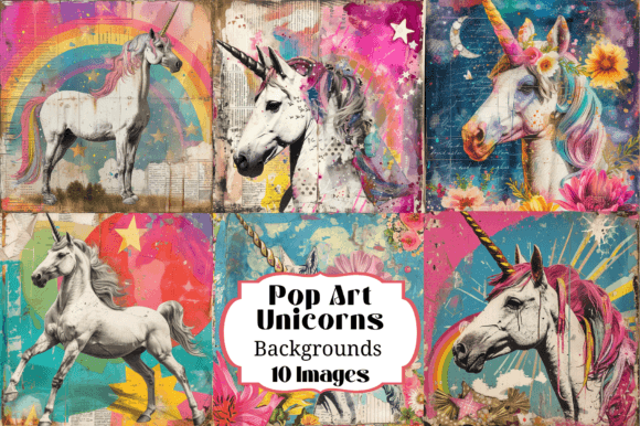 Download 10 Pop Art Unicorns Colorful Backgrounds - Background Collection