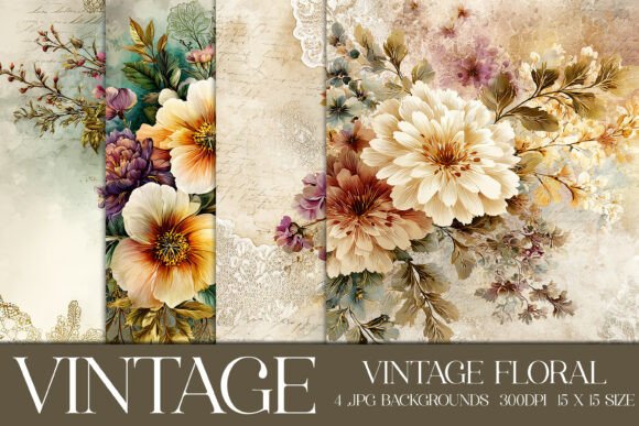 Download Vintage Floral Backgrounds, S8 - Background Collection