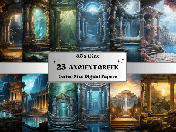 Download Ancient Greek Background Digital Paper - Background Collection