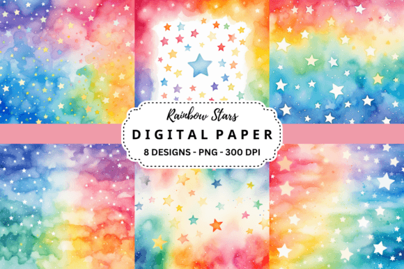 Download Rainbow Stars Watercolor Background - Background Collection