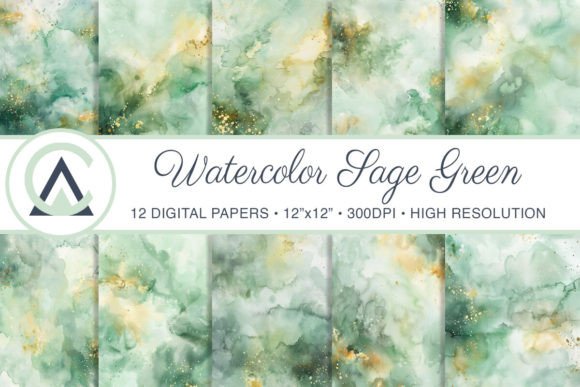 Download Watercolor Sage Green Background Papers - Background Collection