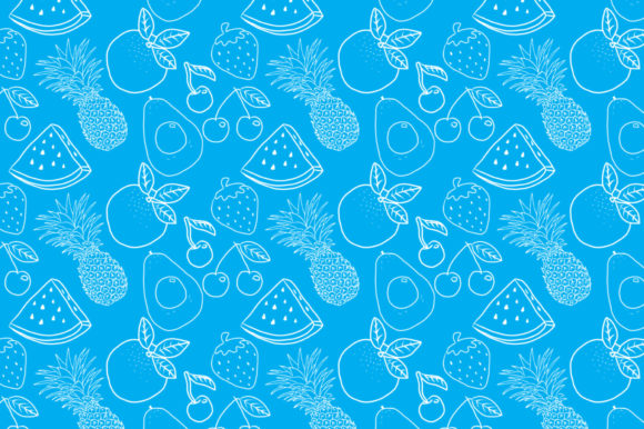 Download Fruits Pattern Blue Background Design - Background Collection