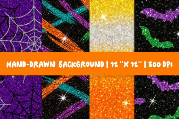 Download Glitter Halloween Background Bats Webs - Background Collection