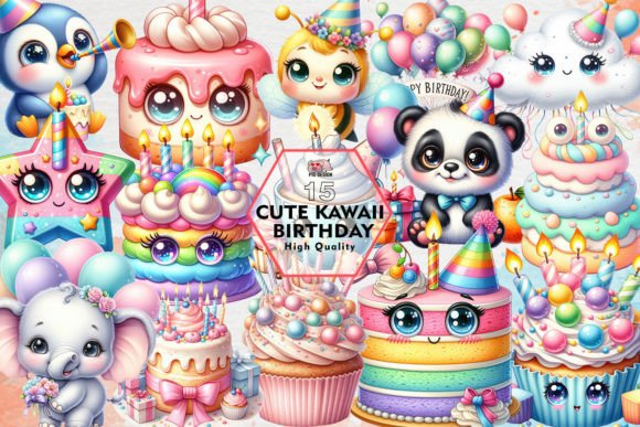 Download Cute Kawaii Birthday Sublimation Clipart - Kawaii Collection