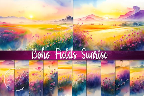 Download Boho Fields Watercolor Summer Background - Background Collection