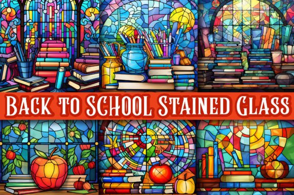 Download Stained Glass Back to School Background - Background Collection