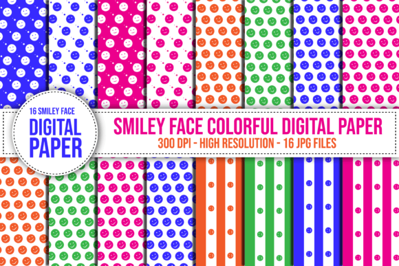 Download Smiley Face Colorful Digital Paper - Premium Resources