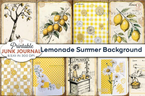 Download Lemonade Summer Background Junk Journal - Background Collection