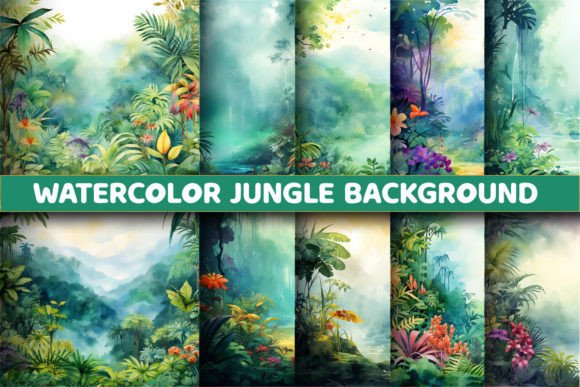 Download Watercolor Jungle Background Papers - Background Collection