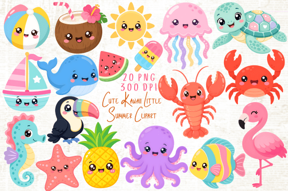 Download Cute Kawaii Little Summer Clipart PNG - Kawaii Collection