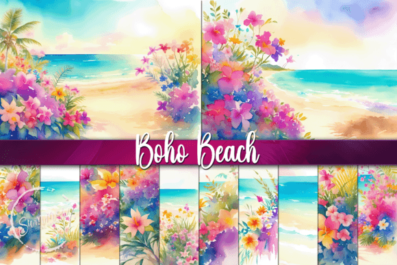 Download Boho Beach, Watercolor Summer Background - Background Collection