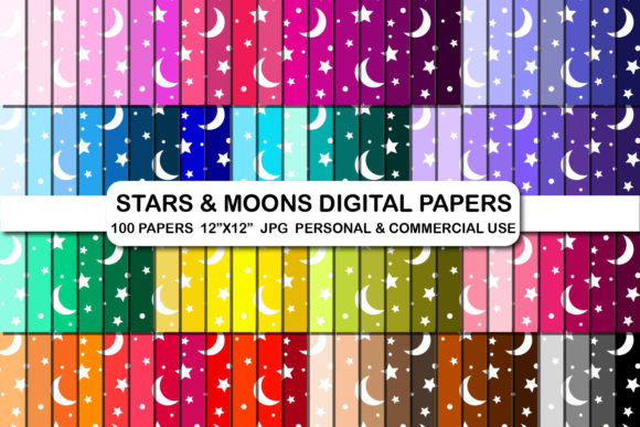 Download Moon and Stars Background Digital Papers - Background Collection