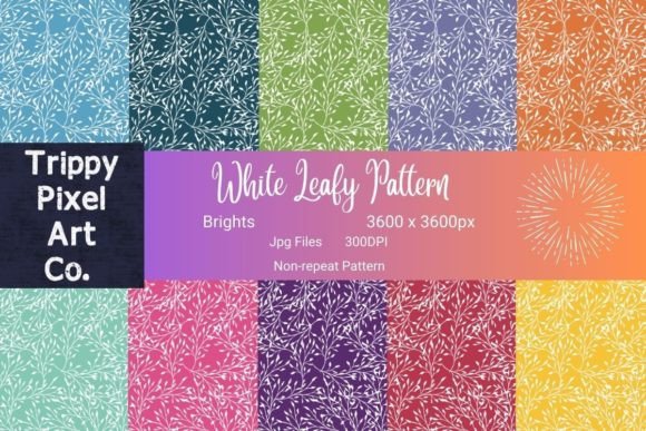 Download White Leafy Pattern Colorful Backgrounds - Background Collection