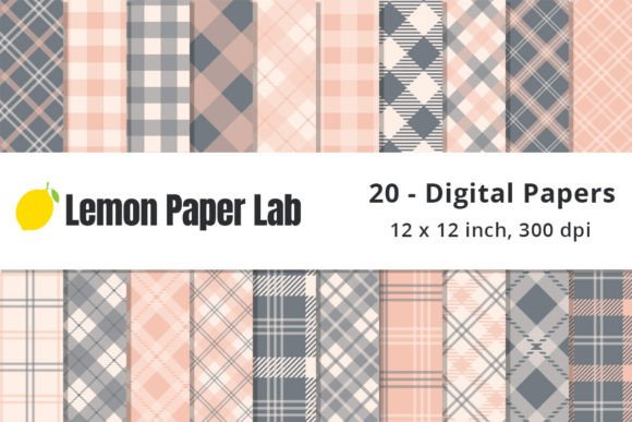 Download Coral and Grey Plaid Background Patterns - Background Collection