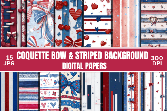 Download Coquette Bow &amp; Striped Background Bundle - Background Collection