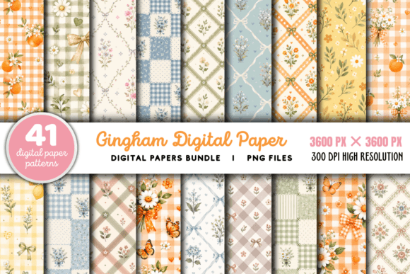 Download Gingham Digital Paper Background Bundle - Background Collection